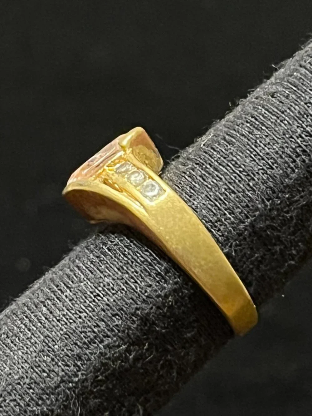 Statement Gold Tone Pale Pink Cocktail Ring, Fair Vintage Condition, Sz 6.5
